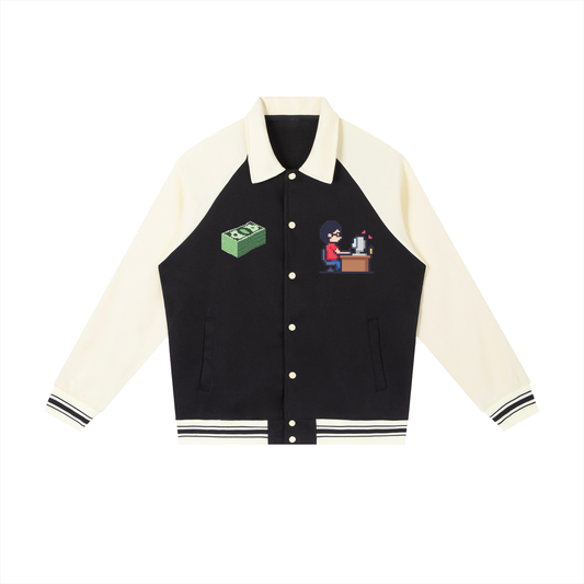 INSUARIA — Contrast Raglan Sleeve Baseball Jacket
