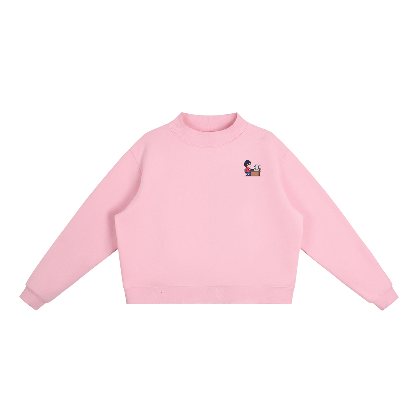 INSUARIA — Women Fleece Mock-Neck Crew Sweatshirt