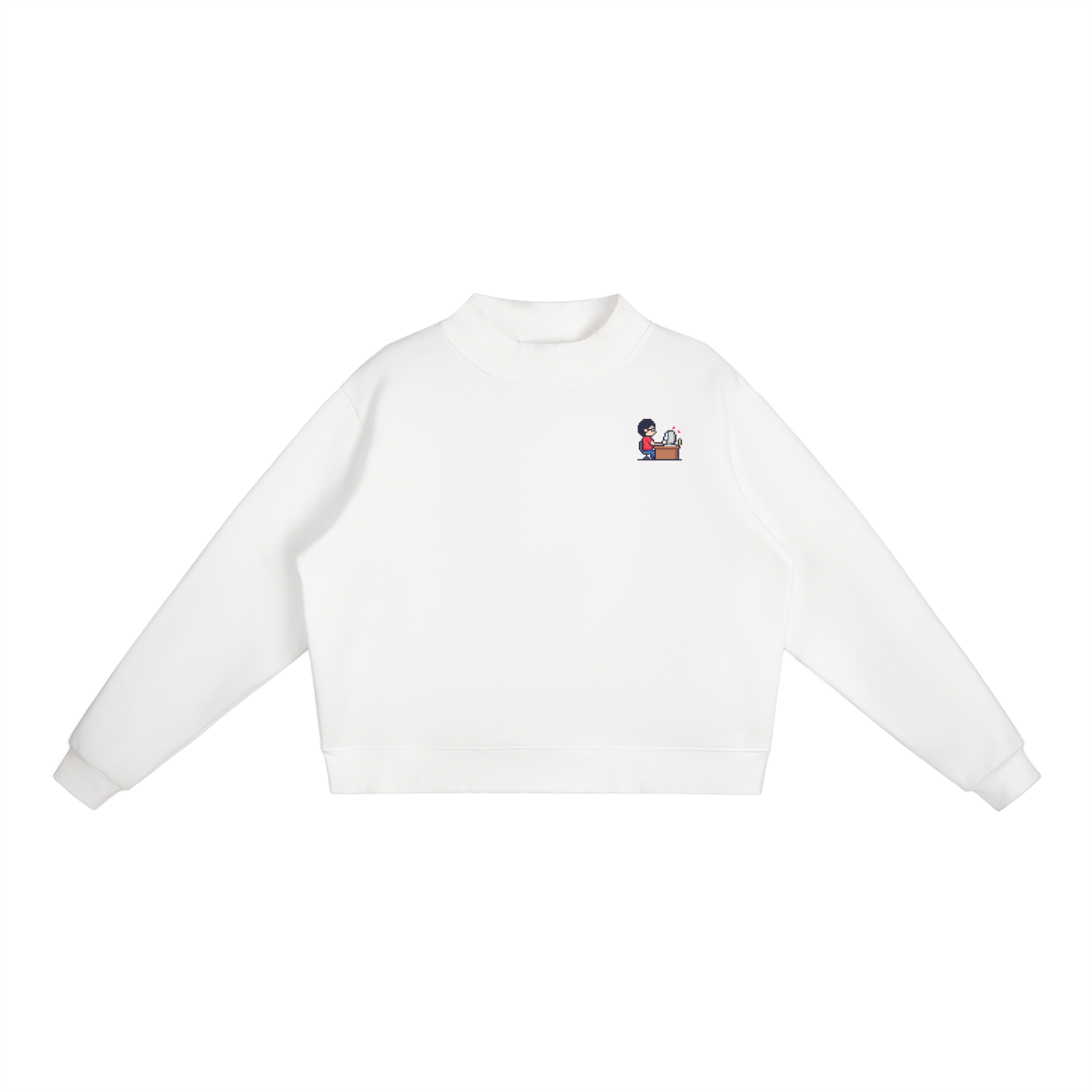 INSUARIA — Women Fleece Mock-Neck Crew Sweatshirt