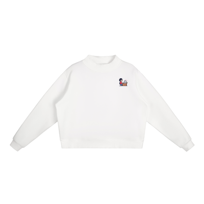 INSUARIA — Women Fleece Mock-Neck Crew Sweatshirt
