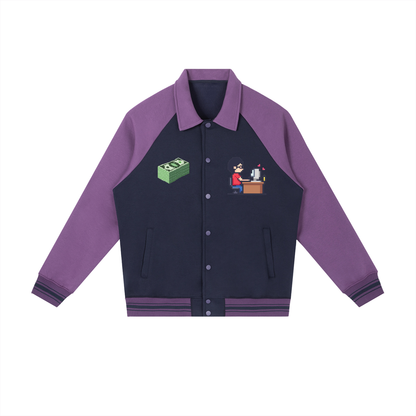 INSUARIA — Contrast Raglan Sleeve Baseball Jacket