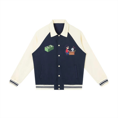 INSUARIA — Contrast Raglan Sleeve Baseball Jacket