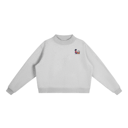 INSUARIA — Women Fleece Mock-Neck Crew Sweatshirt