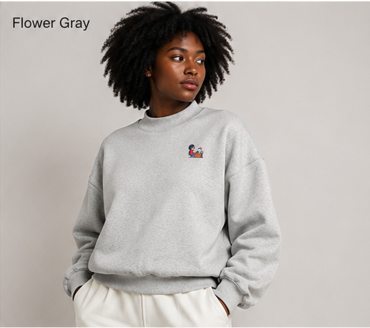 INSUARIA — Women Fleece Mock-Neck Crew Sweatshirt