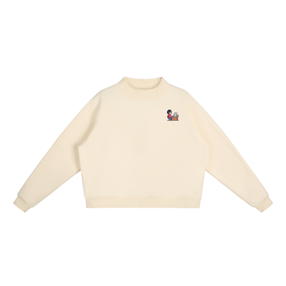 INSUARIA — Women Fleece Mock-Neck Crew Sweatshirt
