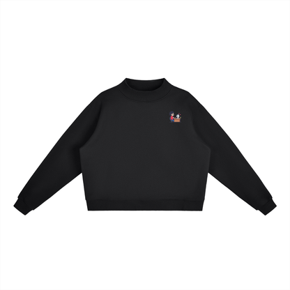 INSUARIA — Women Fleece Mock-Neck Crew Sweatshirt