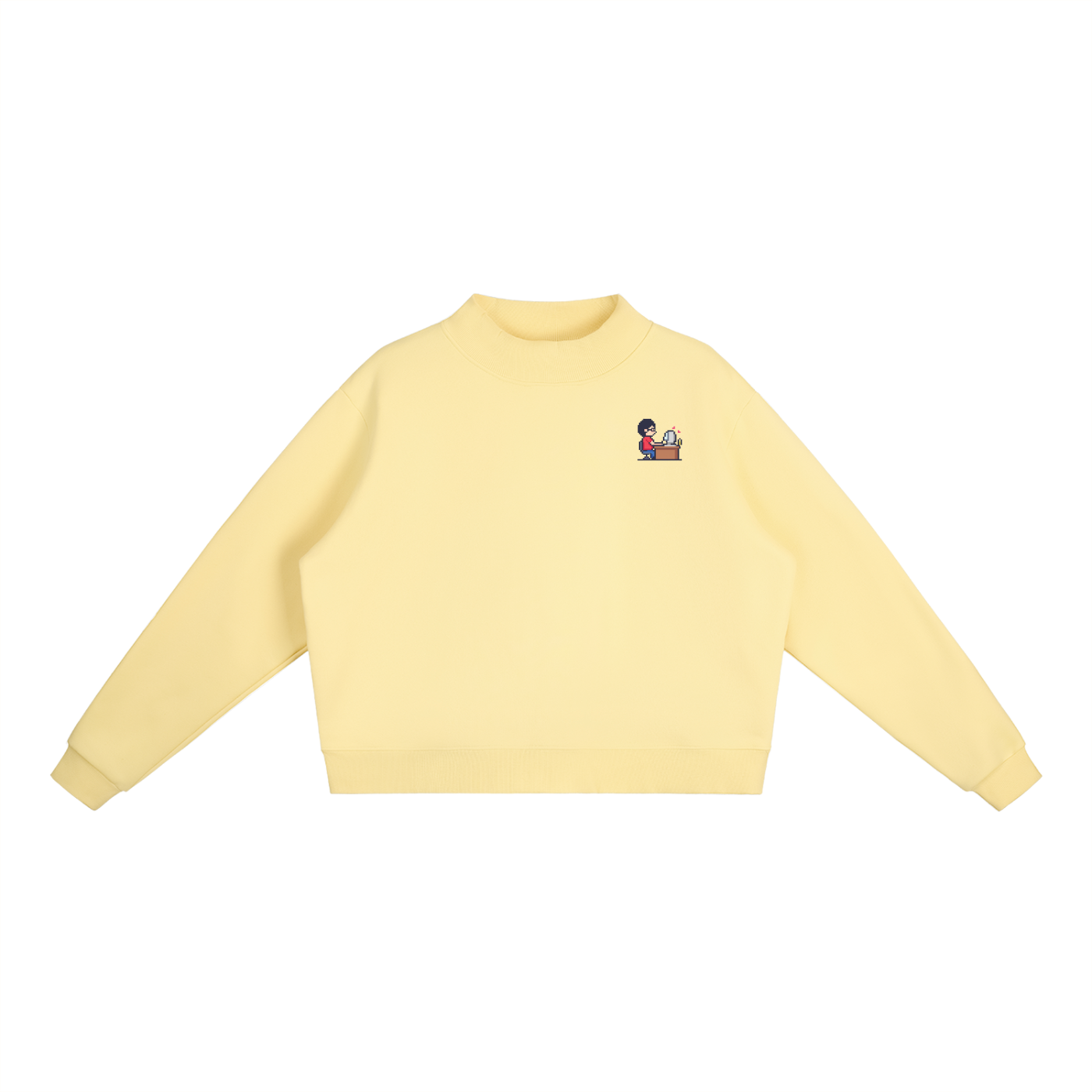 INSUARIA — Women Fleece Mock-Neck Crew Sweatshirt