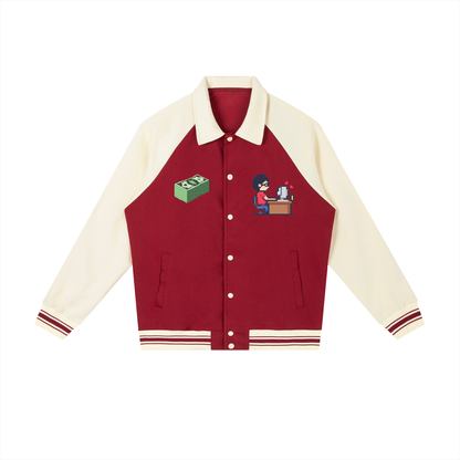 INSUARIA — Contrast Raglan Sleeve Baseball Jacket