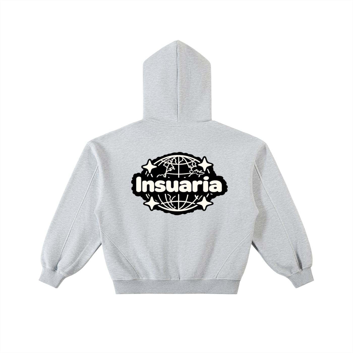 Contrast-Stitched Boxy Fleece Zip Hoodie